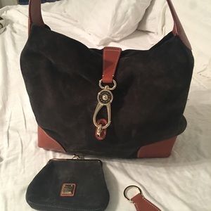 Dooney & Bourke Logo Lock Suede Hobo
